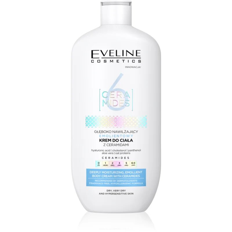 Eveline Cosmetics 6 Ceramides hidratáló testkrém Száraz nagyon száraz bőrre parfümmentes 350 ml