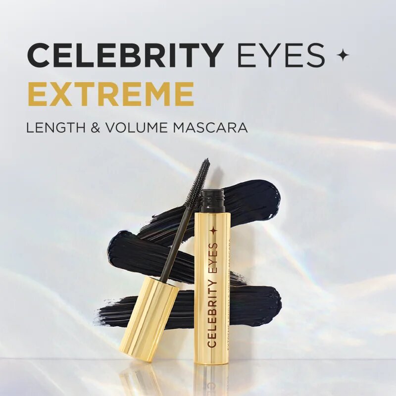 Eveline Cosmetics Celebrity Eyes szempillaspirál az extra hosszú pillákért árnyalat Black 7 ml