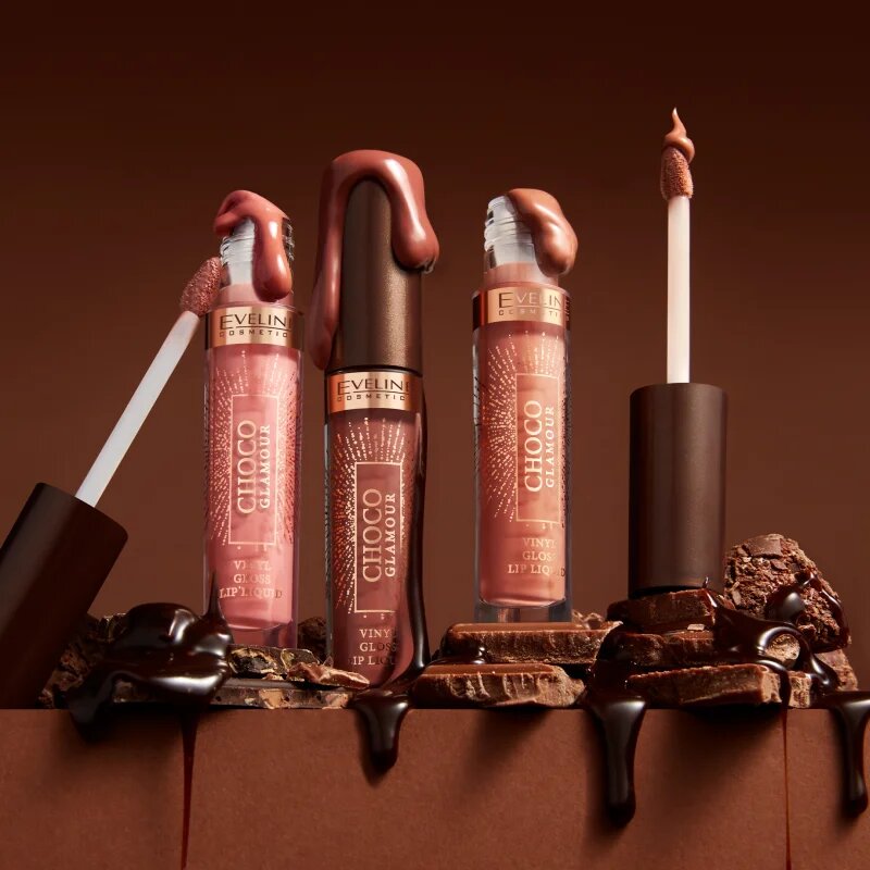Eveline Cosmetics Choco Glamour hidratáló szájfény árnyalat 01 Ruby Chocolate 45 ml