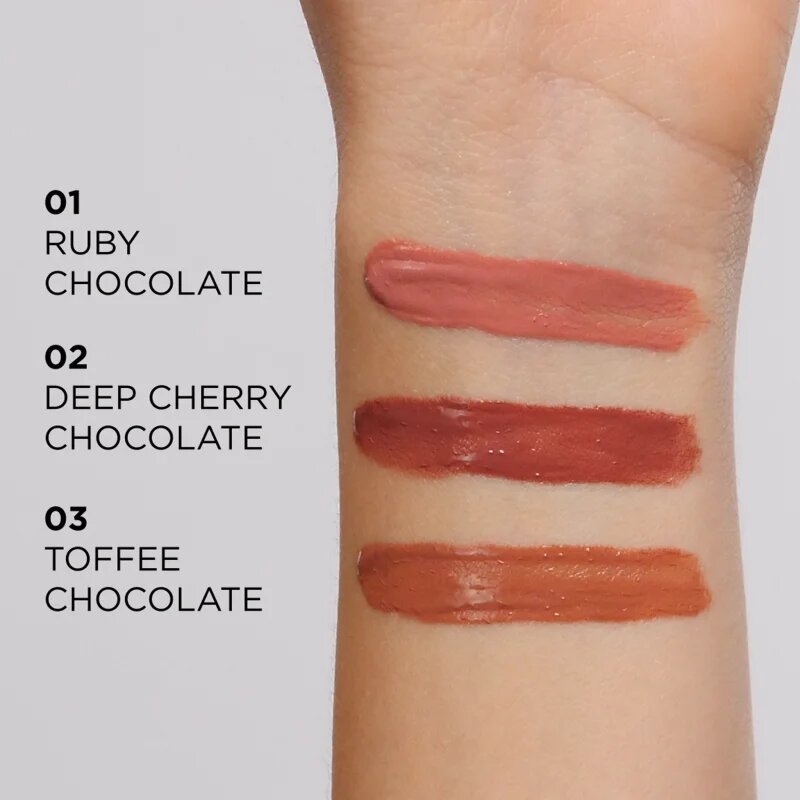 Eveline Cosmetics Choco Glamour hidratáló szájfény árnyalat 01 Ruby Chocolate 45 ml