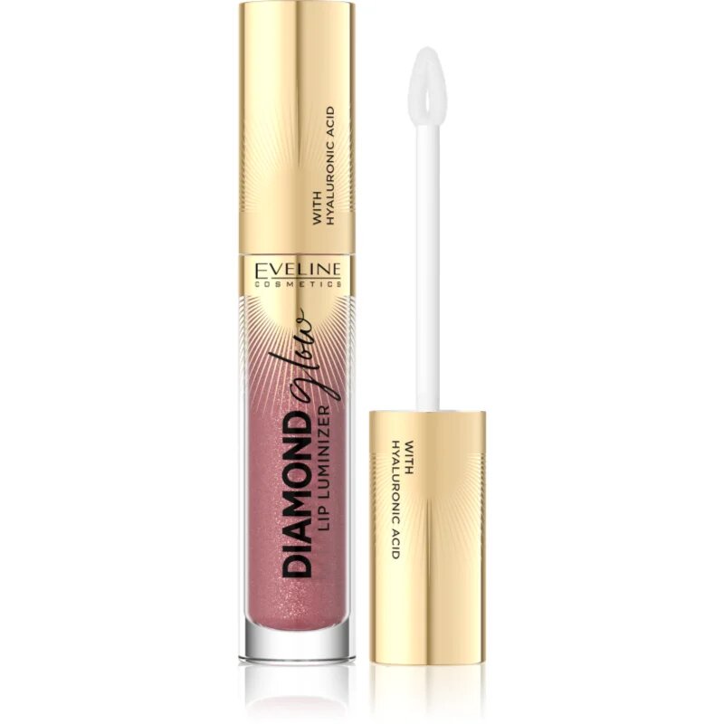Eveline Cosmetics Diamond Glow csillogó ajakfény hialuronsavval árnyalat 11 Rose Nude 45 ml