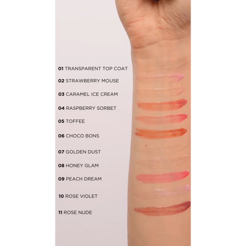 Eveline Cosmetics Diamond Glow csillogó ajakfény hialuronsavval árnyalat 11 Rose Nude 45 ml