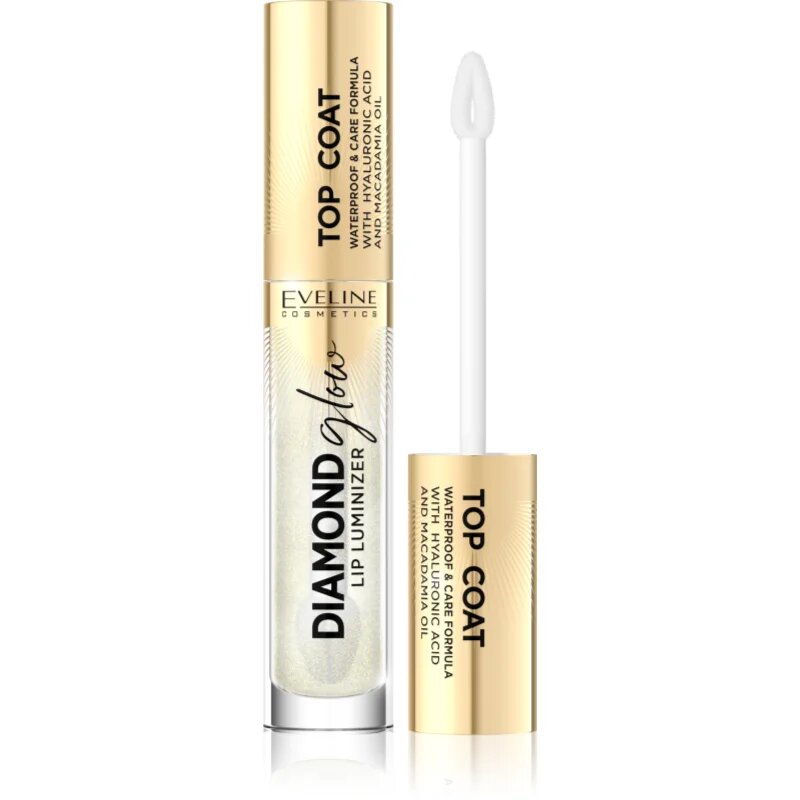 Eveline Cosmetics Diamond Glow csillogó ajakfény hialuronsavval árnyalat 12 Top Coat 4.5 ml