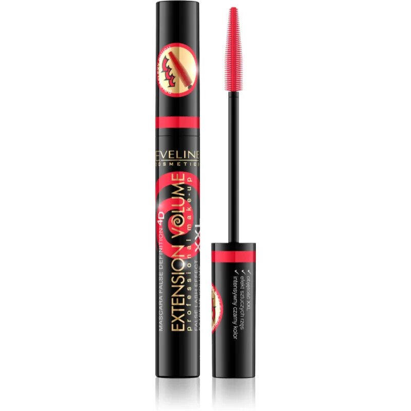 Eveline Cosmetics Extension Volume extra dúsító szempillaspirál műszempilla hatás árnyalat Black 10 ml