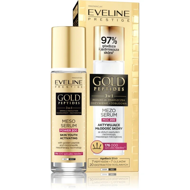 Eveline Cosmetics Gold Peptides 3 in 1 aktiváló szérum a fiatalos kinézetért 30 ml