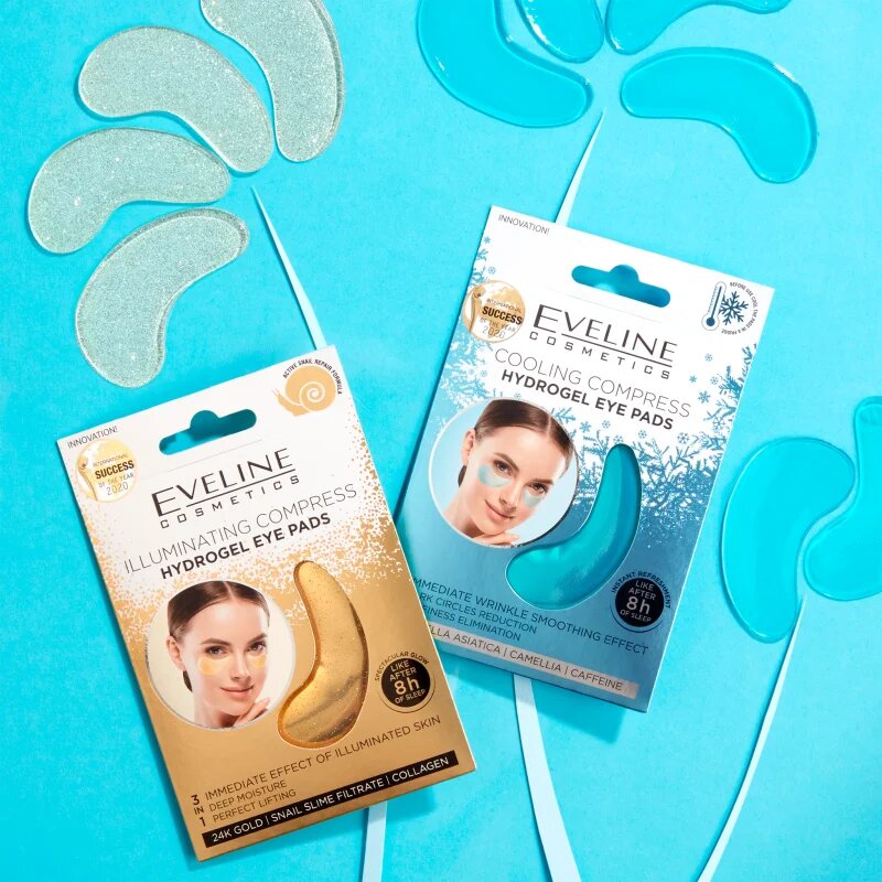 Eveline Cosmetics Hydra Expert hidrogél maszk a szem körül hűsítő hatással 2 db