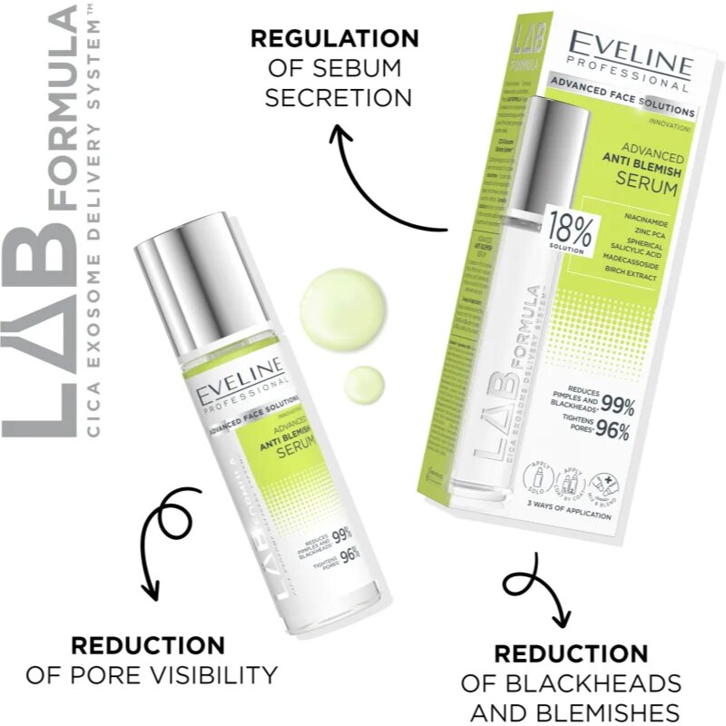 Eveline Cosmetics LAB Formula 18% Solution szérum a bőr tökéletlenségei ellen 30 ml
