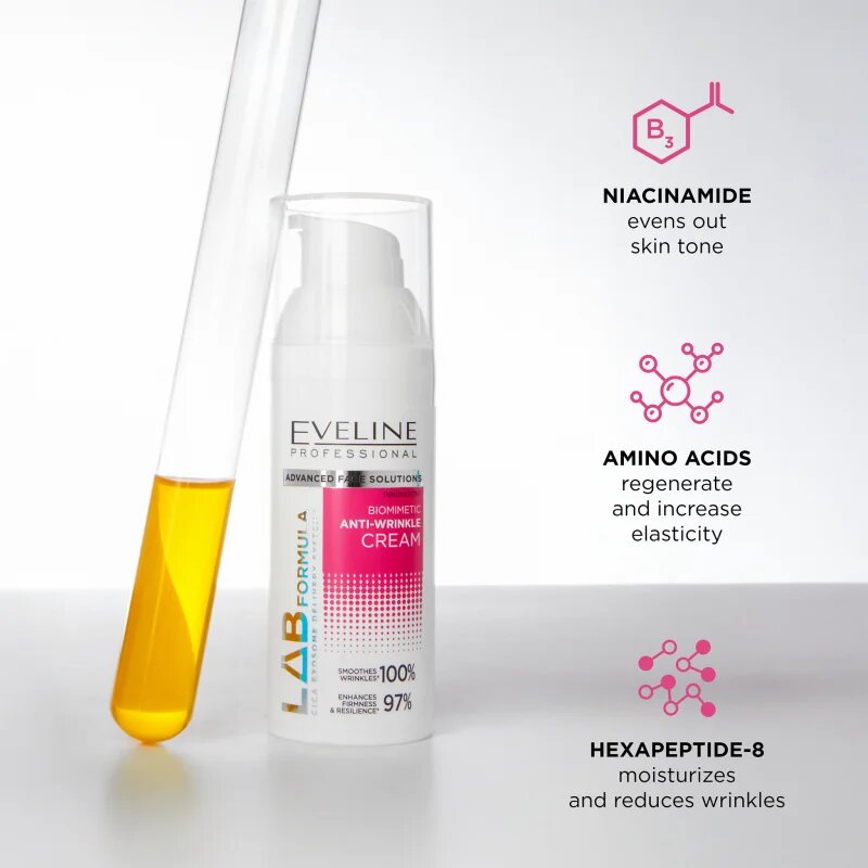 Eveline Cosmetics LAB Formula 5% Solution nyugtató biomimetikus krém a ráncok ellen 50 ml