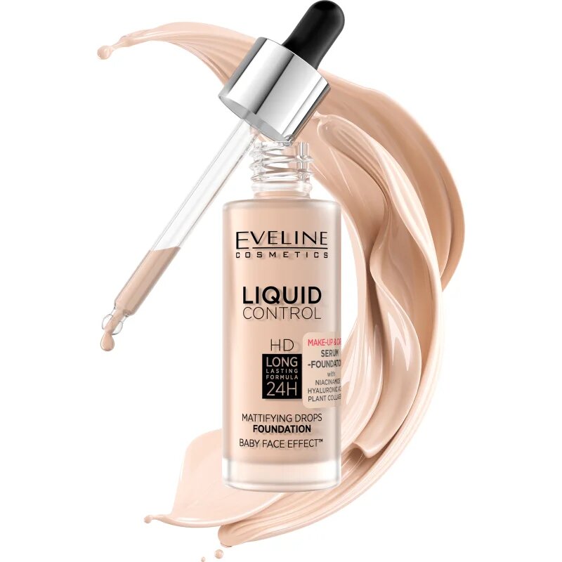 Eveline Cosmetics Liquid Control folyékony make-up pipettával árnyalat 002 Soft Porcelain 32 ml