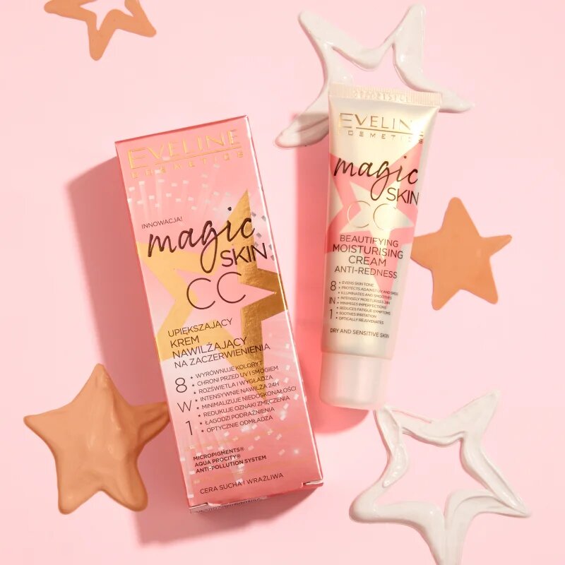 Eveline Cosmetics Magic Skin CC krém a bőr vörössége ellen hidratáló hatással 8 az 1-ben 50 ml