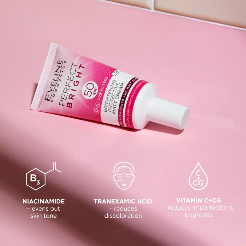 Eveline Cosmetics Perfect Bright SPF 50 védő mattító arckrém SPF 50 30 ml
