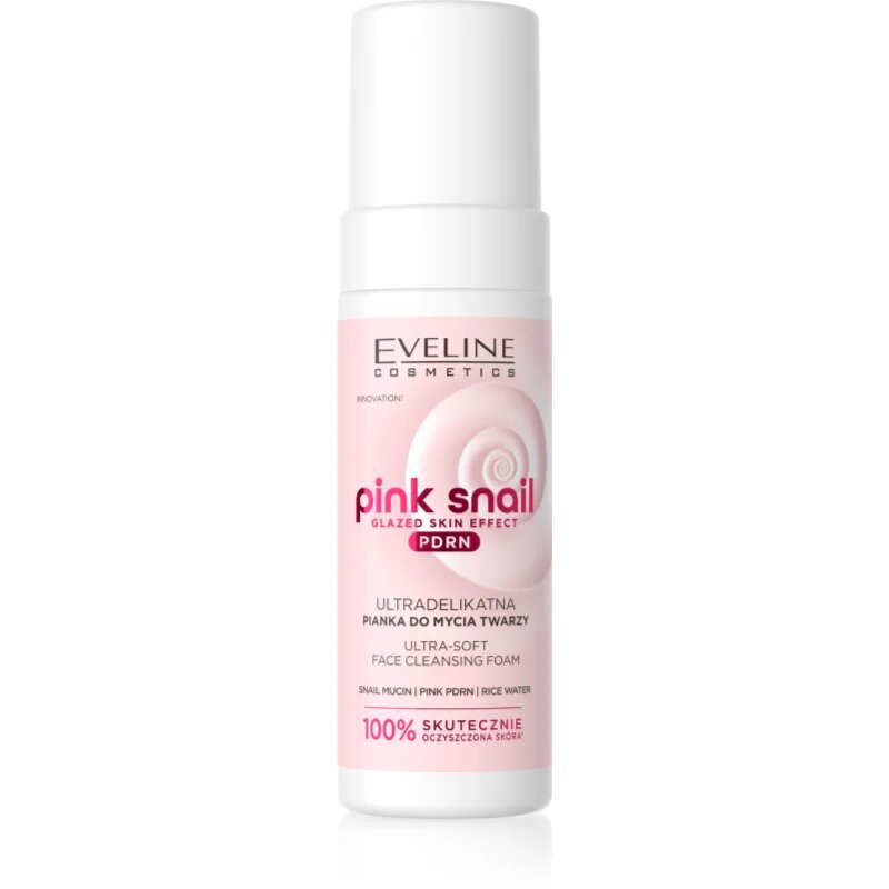 Eveline Cosmetics Pink Snail Glazed Skin Effect finoman tisztító hab az arcra 150 ml