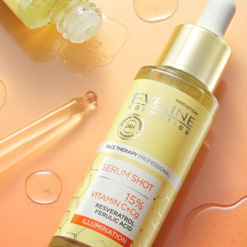 Eveline Cosmetics Serum Shot 15% Vitamin C+Cg élénkitő szérum a ráncok ellen C vitamin 30 ml