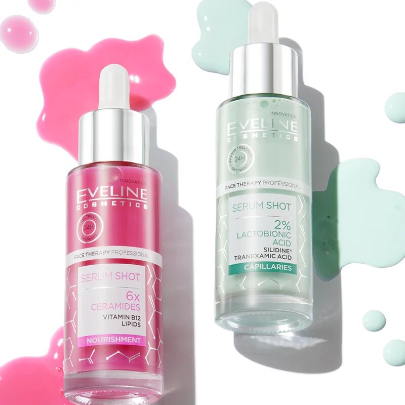 Eveline Cosmetics Serum Shot 2% Lactobionic Acid nyugtató szérum a bőrpír ellen 30 ml