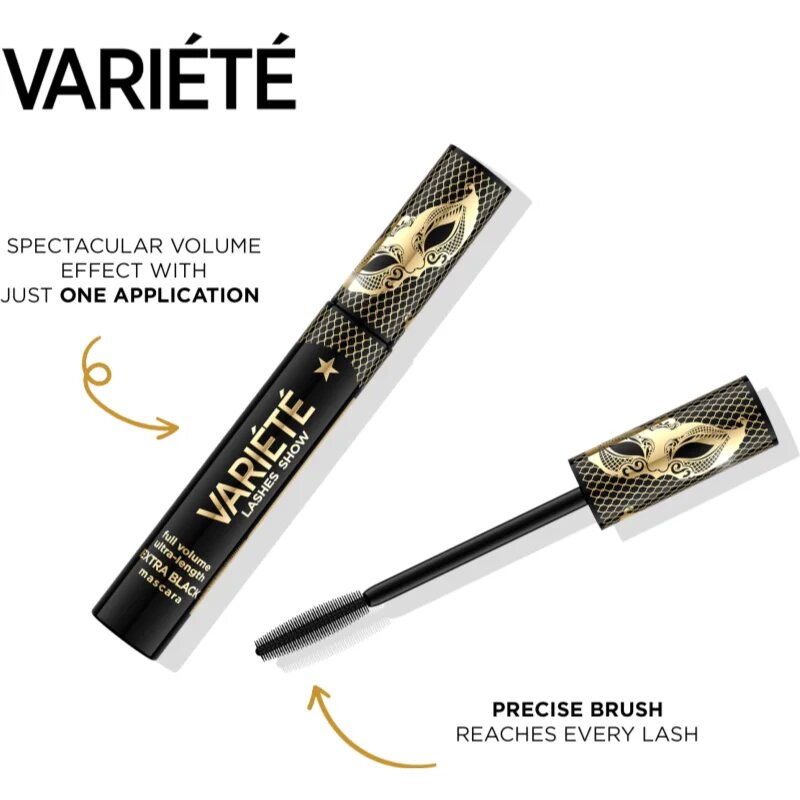 Eveline Cosmetics Veriété Lashes Show dúsító szempillaspirál árnyalat Black 10 ml