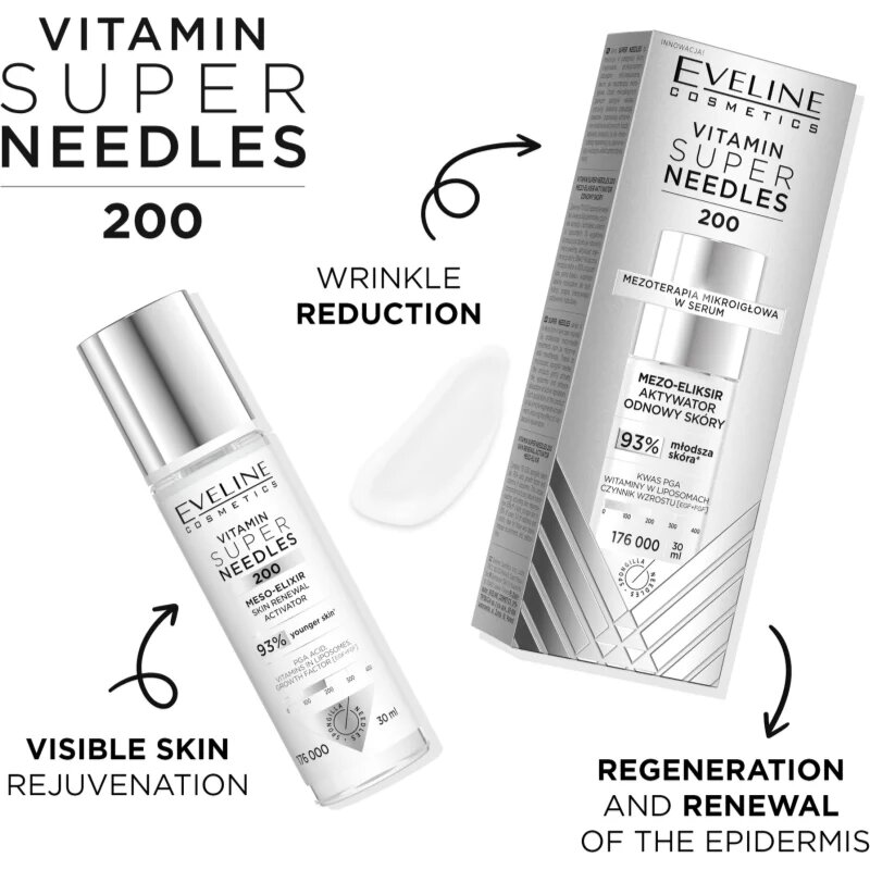 Eveline Cosmetics Vitamin Super Needles 200 aktiváló a bőrsejtek megújulásáért 30 ml