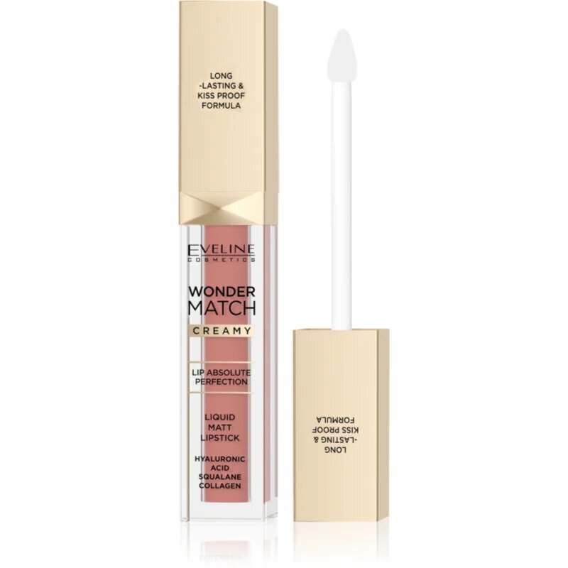 Eveline Cosmetics Wonder Match tartós matt folyékony rúzs hialuronsavval árnyalat 04 Carmel 6.8 ml