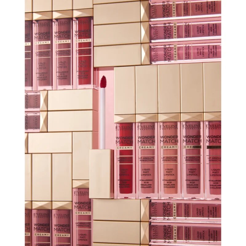 Eveline Cosmetics Wonder Match tartós matt folyékony rúzs hialuronsavval árnyalat 10 Berry Rose 6.8 ml