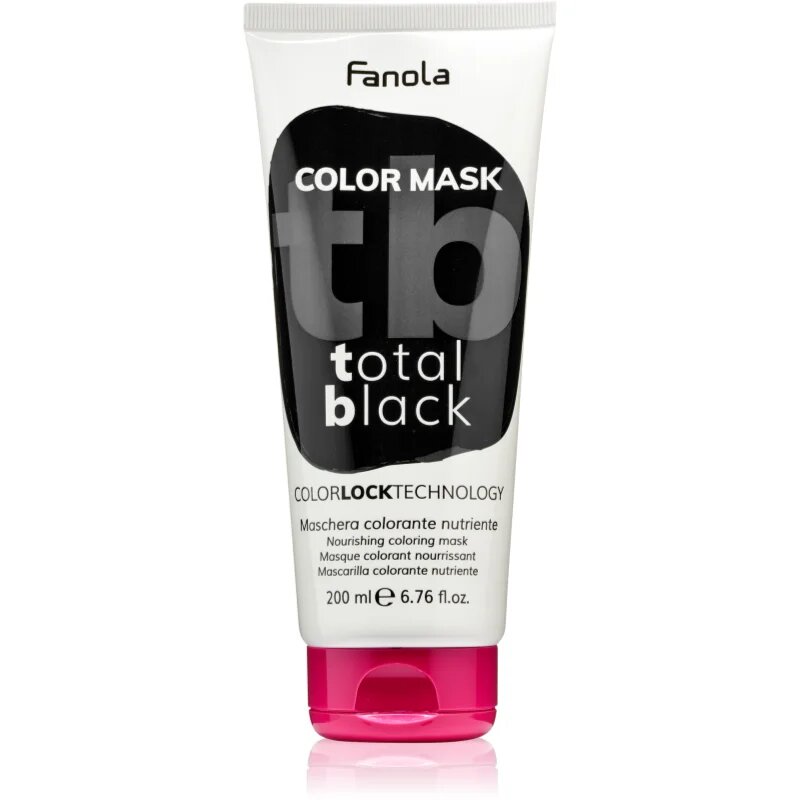 Fanola Color Mask színező pakolás hajra TOTAL BLACK 200 ml