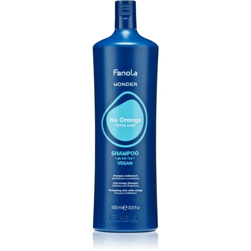 Fanola Wonder No Orange Shampoo sampon semlegesíti a narancssárgás árnyalatokat 1000 ml