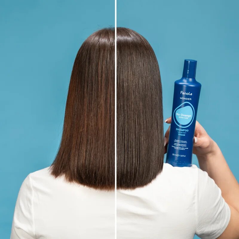 Fanola Wonder No Orange Shampoo sampon semlegesíti a narancssárgás árnyalatokat 350 ml