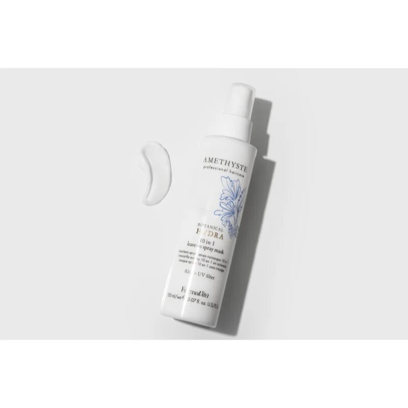 FarmaVita Amethyste Botanical Hydra leöblítést nem igénylő intenzív maszk spray formában a hajformázáshoz melyhez magas hőfokot használunk UV szűrőve