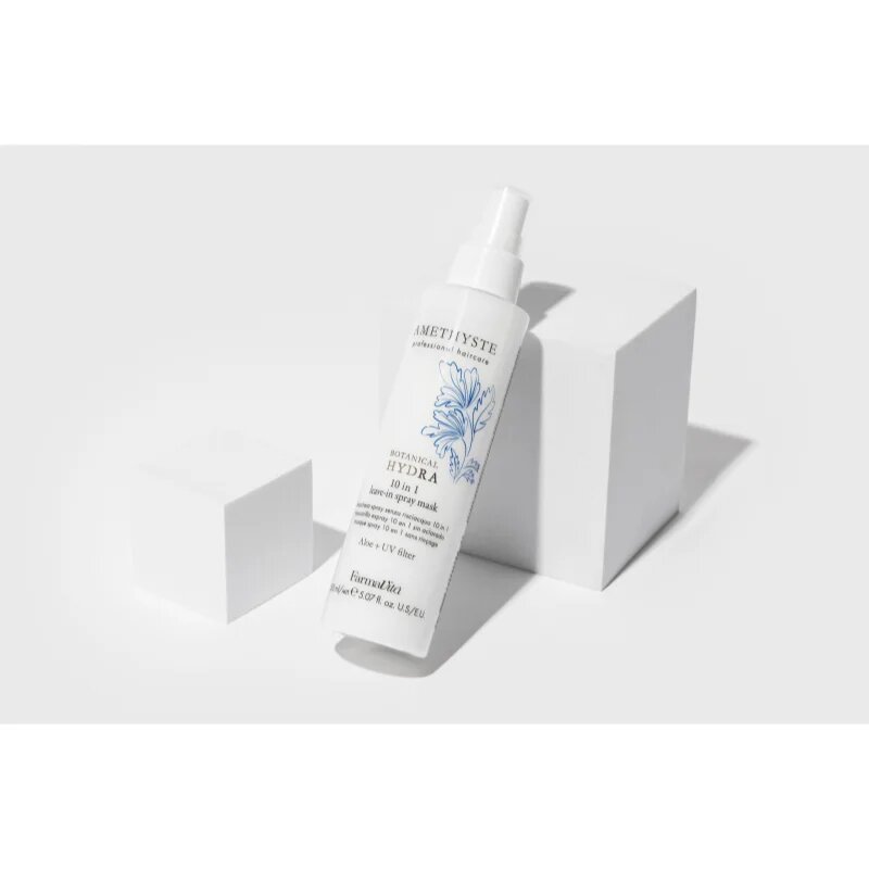 FarmaVita Amethyste Botanical Hydra leöblítést nem igénylő intenzív maszk spray formában a hajformázáshoz melyhez magas hőfokot használunk UV szűrőve