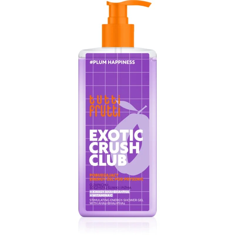Farmona Tutti Frutti Exotic Crush Club energizáló tusfürdő gél A.H.A.-val (Alpha Hydroxy Acids) 400 ml