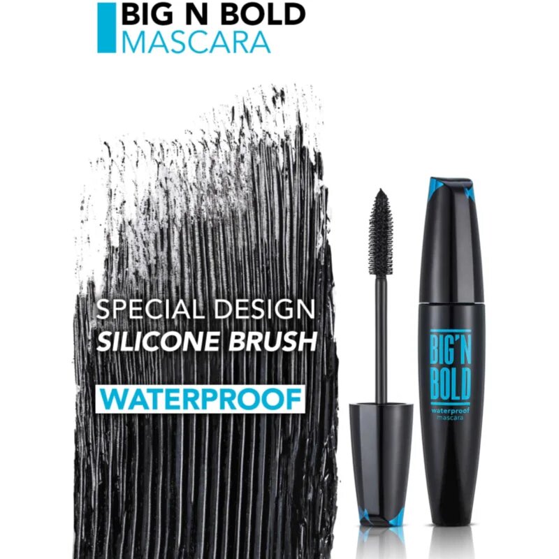 flormar Big'n Bold Waterproof vizálló szempillaspirál a hosszabb pillákért 15 ml