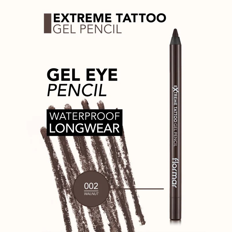 flormar Extreme Tattoo Gel Pencil vízálló zselés szemceruza árnyalat 02 Walnut 1.2 g