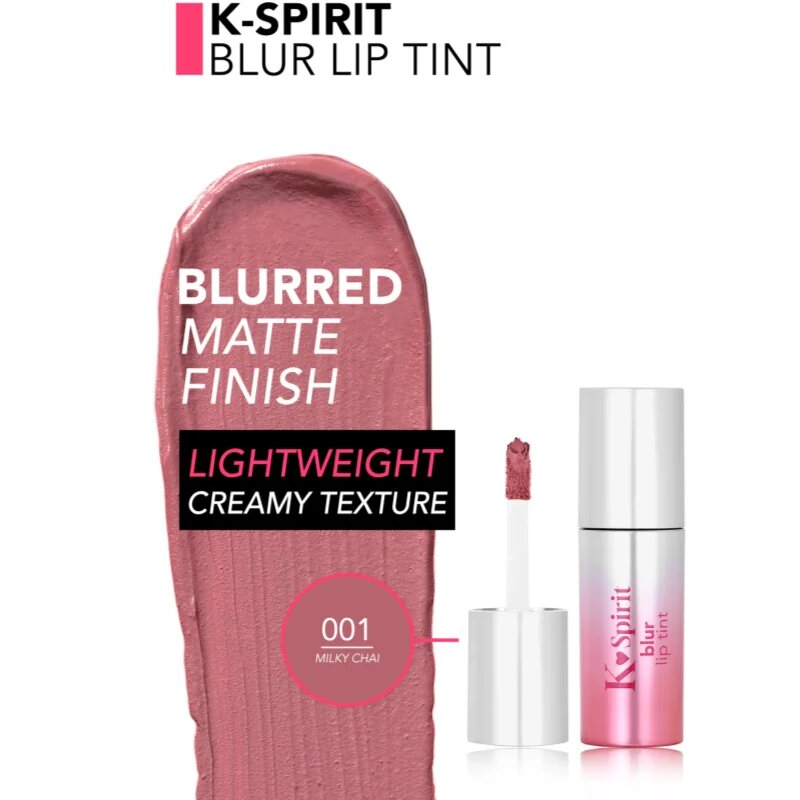 flormar K-Spirit Blur Lip Tint Ultra matt hosszantrató rúzs árnyalat 001 - Milky Chai 4 ml