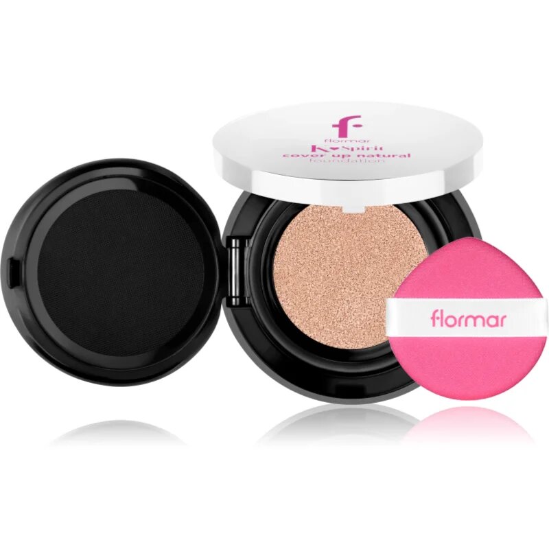 flormar K-Spirit Cover Up Natural Cushion Foundation tartós kompakt alapozó árnyalat 002 - Porcelain 80 g