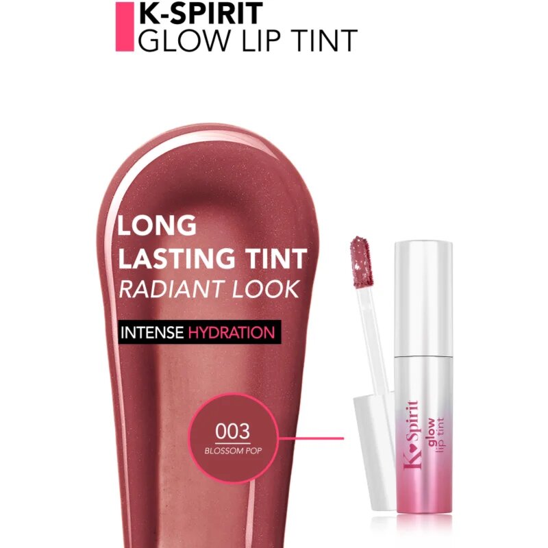 flormar K-Spirit Glow Lip Tint hidratáló szájfény csillámporral árnyalat 003 - Blossom Pop 4 ml