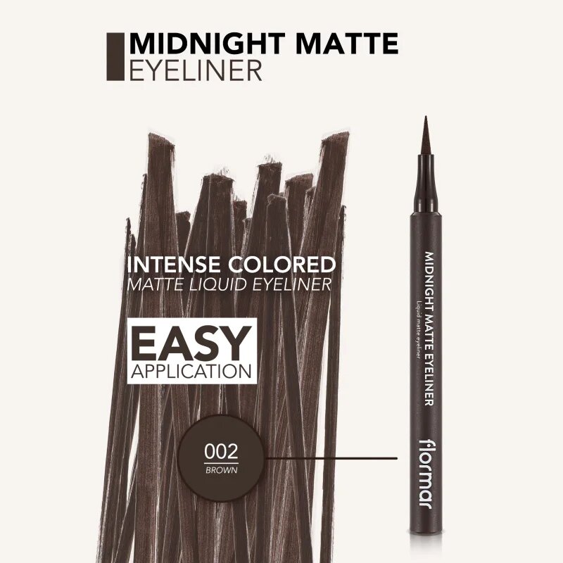 flormar Midnight Matte Eyeliner széles applikátorú szemhéjtus matt hatással árnyalat 02 Brown 1 ml