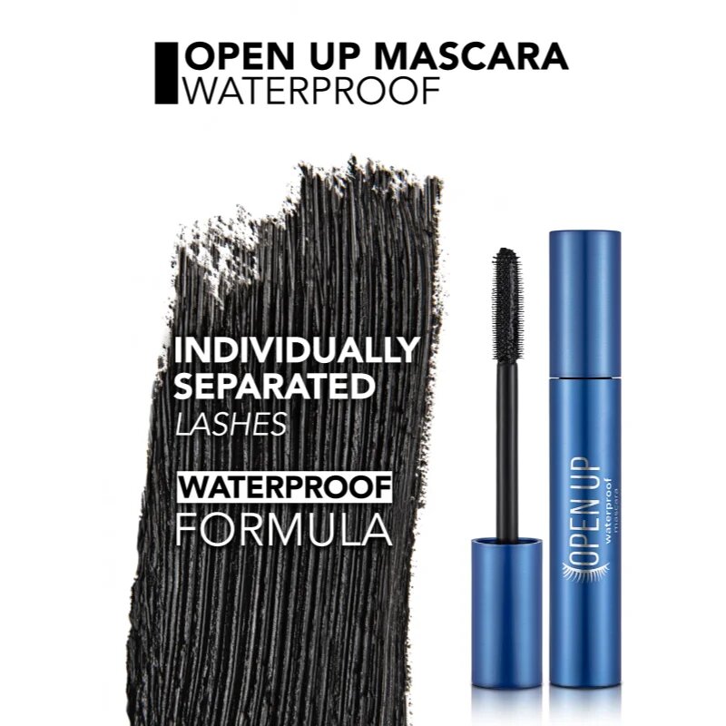 flormar Open Up Waterproof Mascara vizálló szempillaspirál a pillák elválasztásáért és göndörítéséért 12 ml