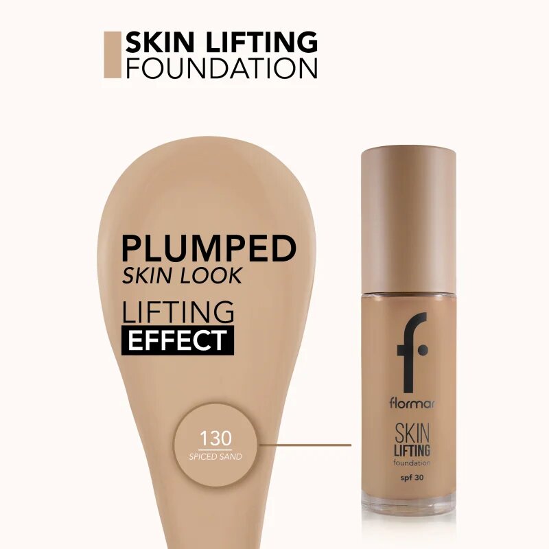 flormar Skin Lifting Foundation hidratáló alapozó SPF 30 árnyalat 130 Spiced Sand 30 ml