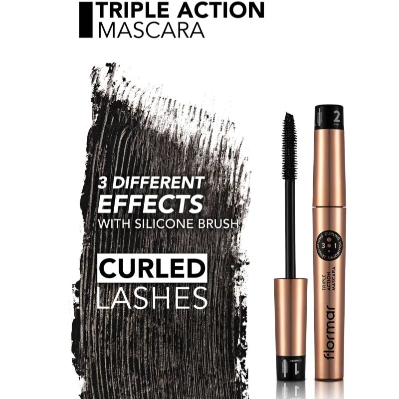 flormar Triple Action Mascara tápláló szempillaspirál 3 az 1-ben 8 ml