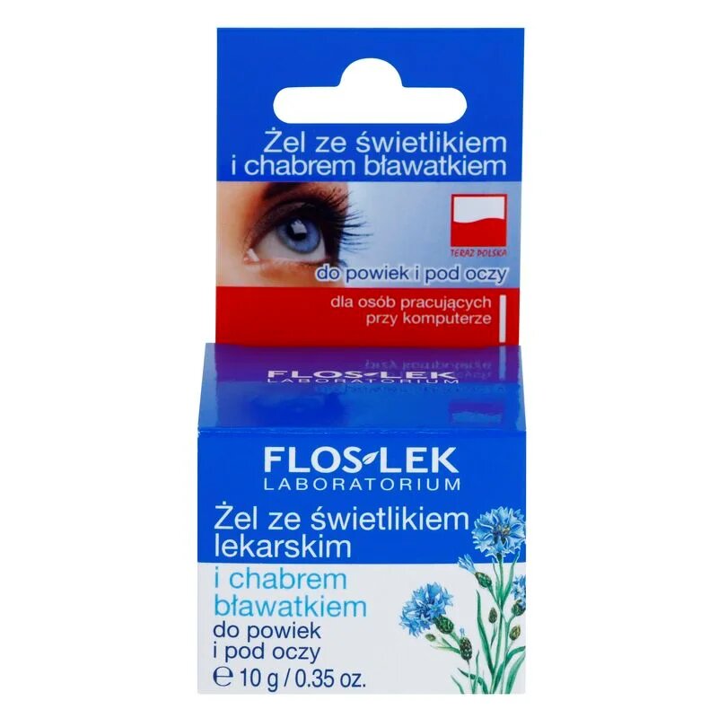 FlosLek Laboratorium Eye Care szemkörnyék ápoló gél szemvidítóval és búzavirággal 10 g