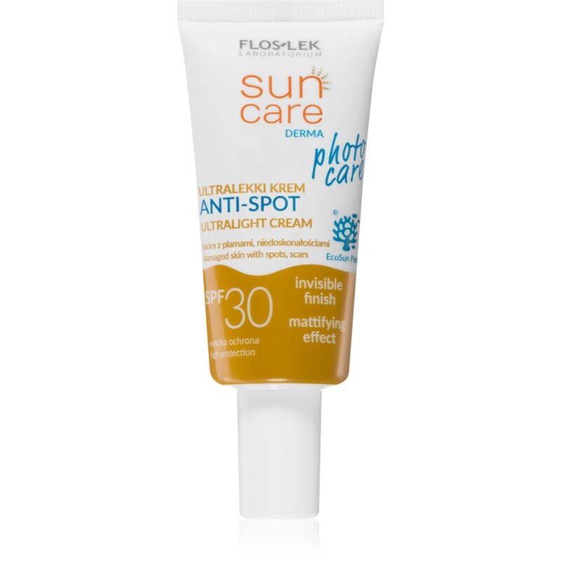 FlosLek Laboratorium Sun Care Derma Photo Care gyengéd védő arckrém a bőrhibákra SPF 30 30 ml