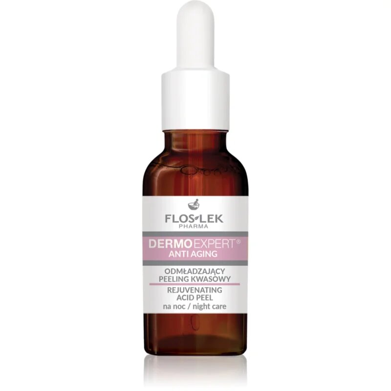 FlosLek Pharma DermoExpert Anti-Aging Gyengéd éjszakai peeling szérum fiatalító hatással 30 ml