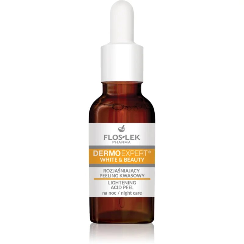FlosLek Pharma DermoExpert White&Beauty Gyengéd éjszakai peeling szérum az élénk bőrért 30 ml