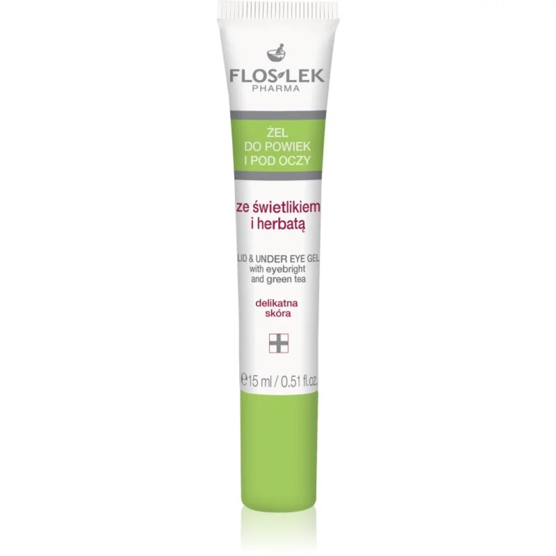 FlosLek Pharma Eye Care szemkörnyék ápoló gél szemvidítóval és zöld teával 15 ml