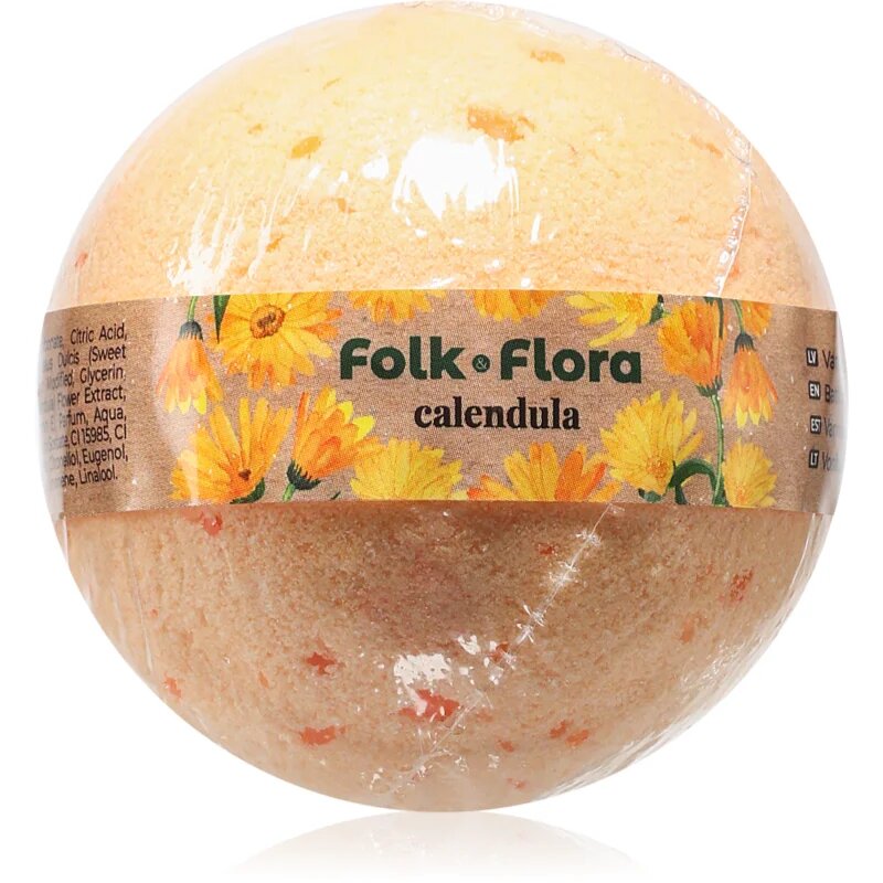 Folk & Flora Calendula pezsgő fürdőgolyó körömvirággal 130 g