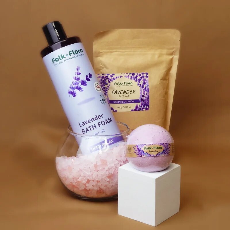 Folk & Flora Lavender fürdőgolyó nyugtató hatással 130 g