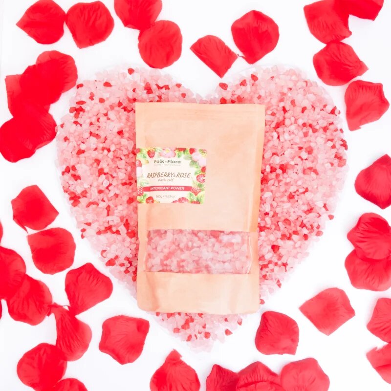 Folk & Flora Raspberry & Rose fürdősó 500 g