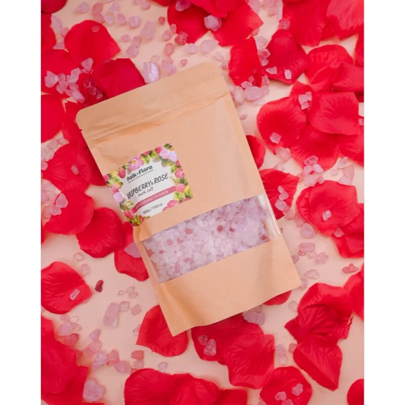 Folk & Flora Raspberry & Rose fürdősó 500 g