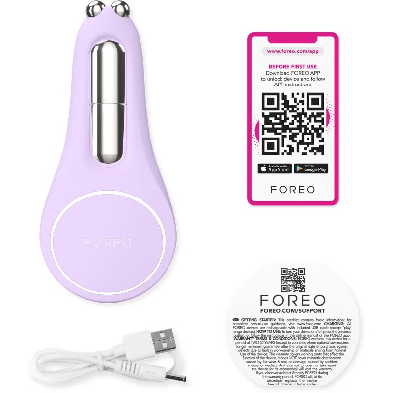 FOREO BEAR™ 2 eyes & lips mikroáramos tonizáló készülék a szem köré és a szájra Lavender 1 db
