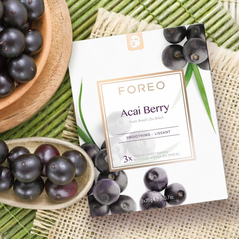 FOREO Farm to Face Sheet Mask Acai Berry antioxidáns fátyolmaszk 3x20 ml