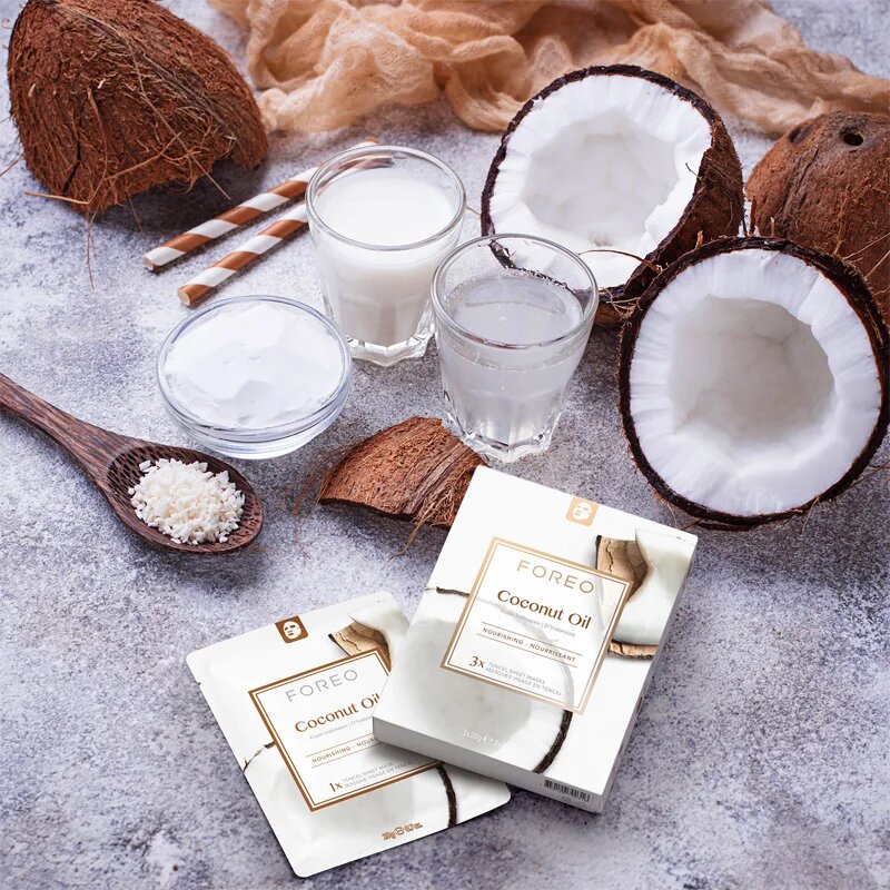FOREO Farm to Face Sheet Mask Coconut Oil tápláló gézmaszk 3x20 ml