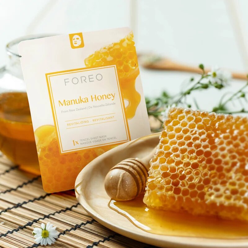FOREO Farm to Face Sheet Mask Manuka Honey hidratáló és revitalizáló arcmaszk 3x20 ml